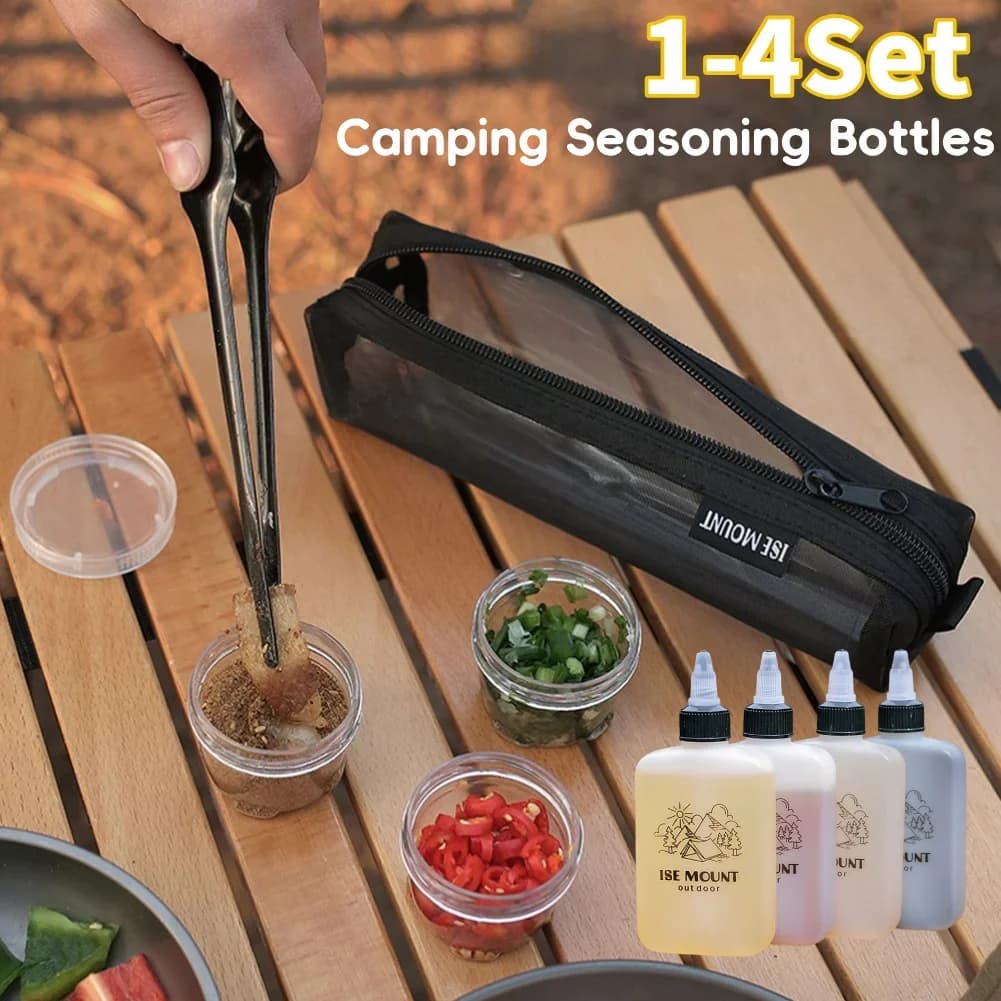 Set di Contenitori per Condimenti con 5 Barattoli Trasparenti per Spezie, Set da Escursionismo, Contenitori per Condimenti da Campeggio per Picnic, Cucina e Barbecue
