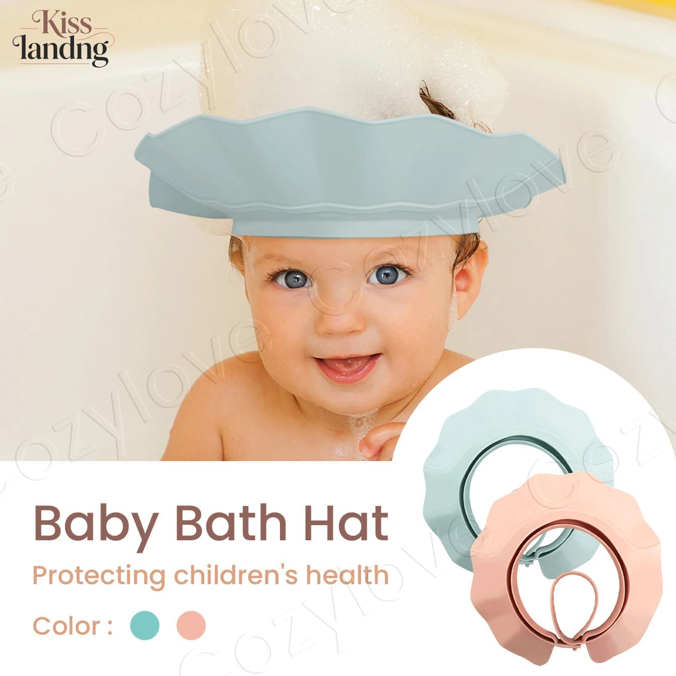 Cappuccio da bagno regolabile, morbido e impermeabile, per neonati e bambini, per proteggere gli occhi