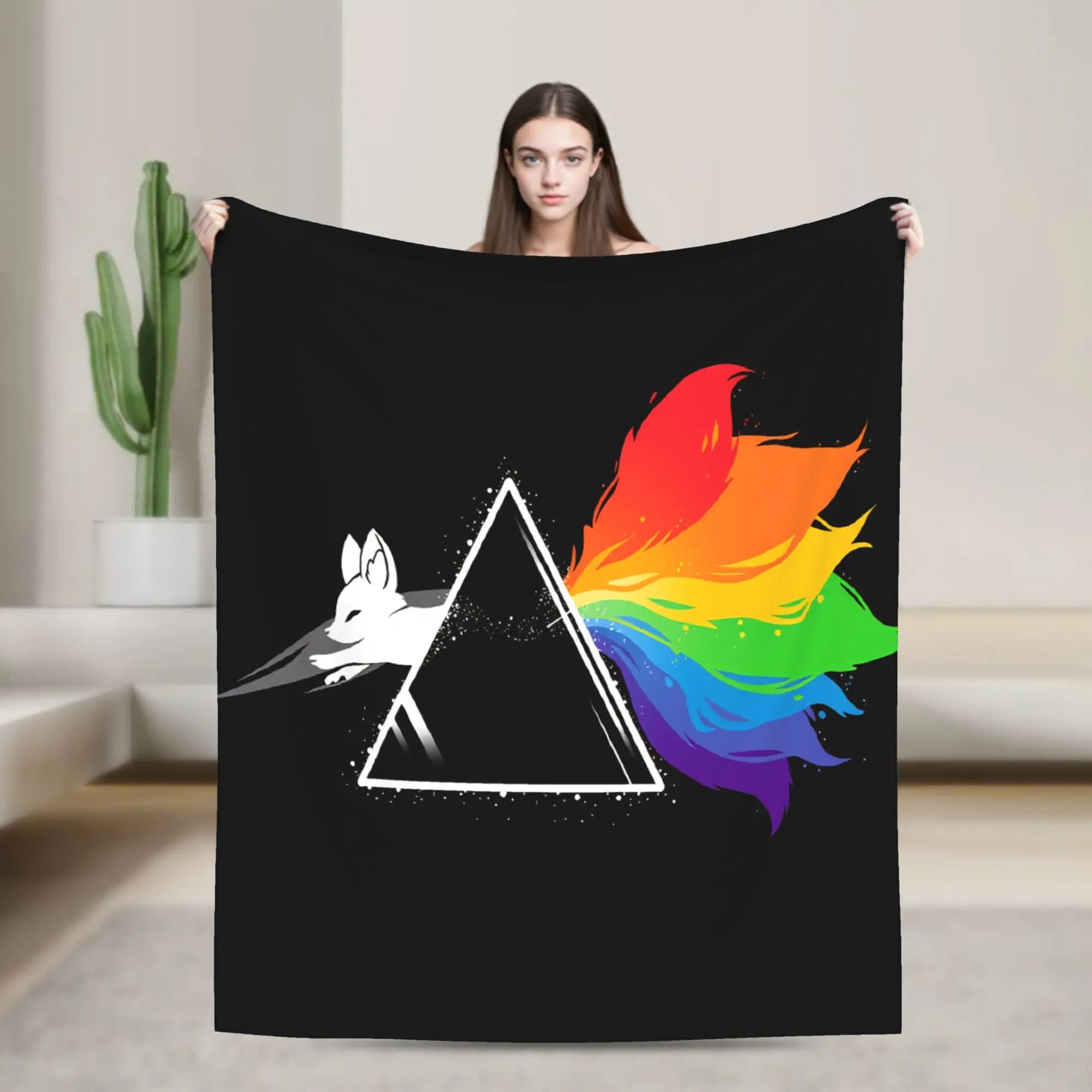 Cute Fox Warm Soft Blanket Graphic Travel Car Throw Blanket Outdoor Flannel Bedspread Sofa Bed Cover