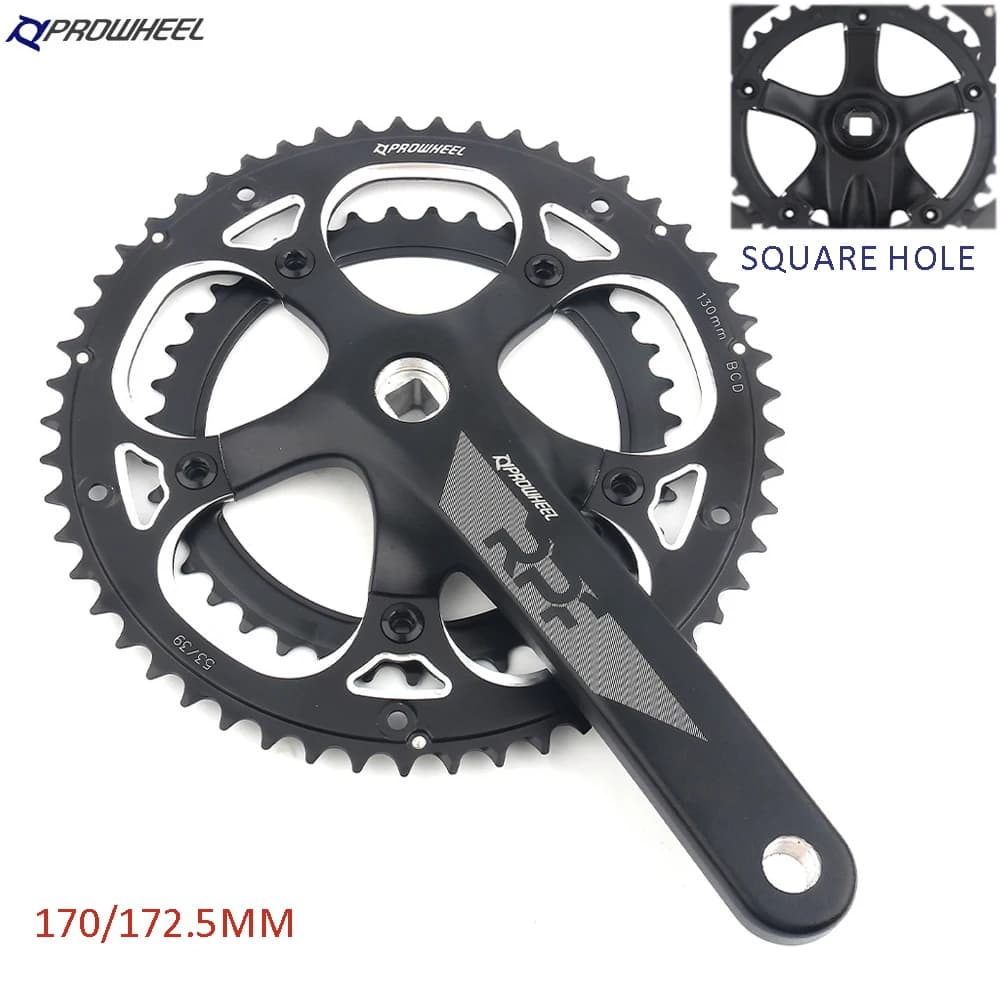 Proweel 521 manovelle a disco per bici da strada con foro quadrato 130BCD guarnitura per bici a doppio pignone in alluminio 39/53T guarnitura per bicicletta pieghevole