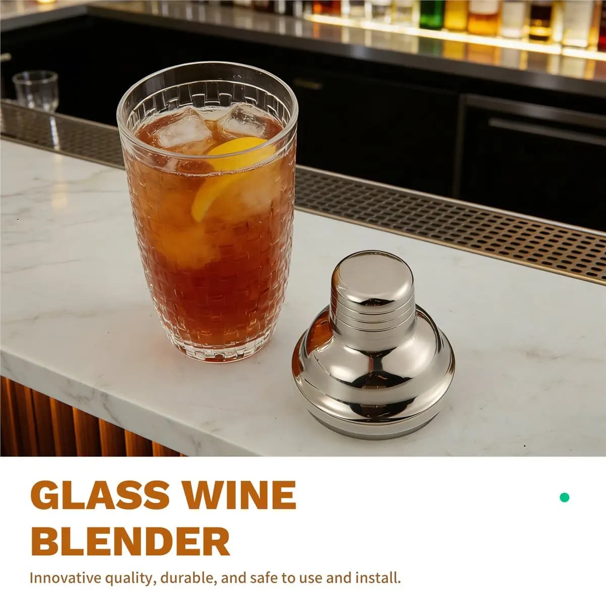L! DT893^13Oz Glass Cocktail Shaker Set - Glass Shaker for Cocktails, Drink Shakers Cocktail and Cocktail Shakers Silver