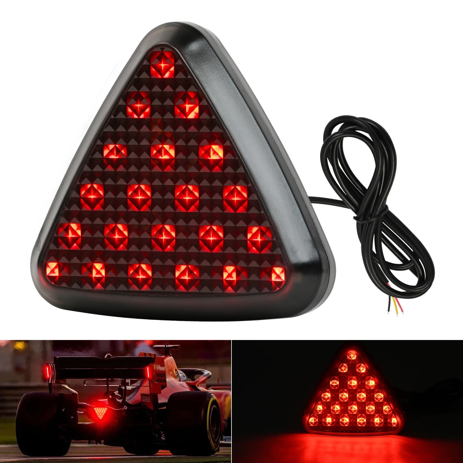 Universale 12V Affumicato Auto Moto LED Stop Segnale di Coda Lampada F1 Triangolo Freno Flash Paraurti Posteriore Strobe Fendinebbia Spia