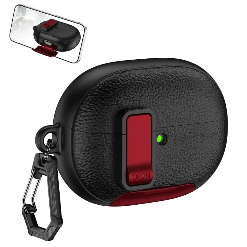 Custodia Protettiva Antiurto in Pelle PU con Supporto per Telefono e Blocco Interruttore per Huawei FreeBuds Pro 5 e FreeClip2