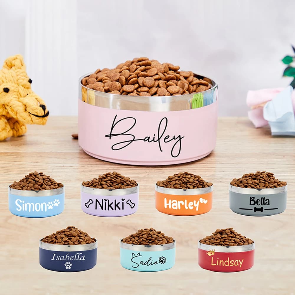Ciotola Personalizzata per Animali Domestici con Nome, in Acciaio Inossidabile, per Cibo e Acqua, Regalo di Natale e Capodanno, Personalizzabile
