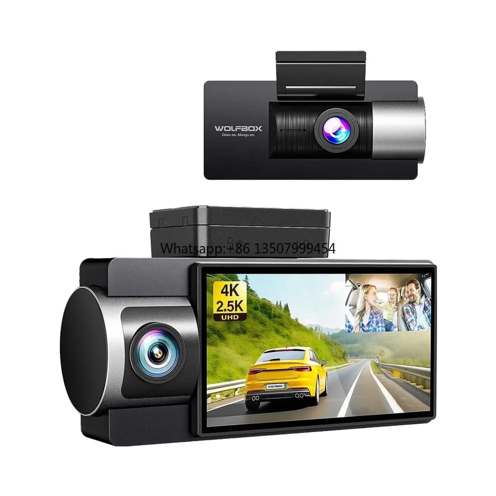 Wolfbox I17 Dashcam 4K to Double Channel with Night Vision, Car Recorder with GPS and Wi-Fi