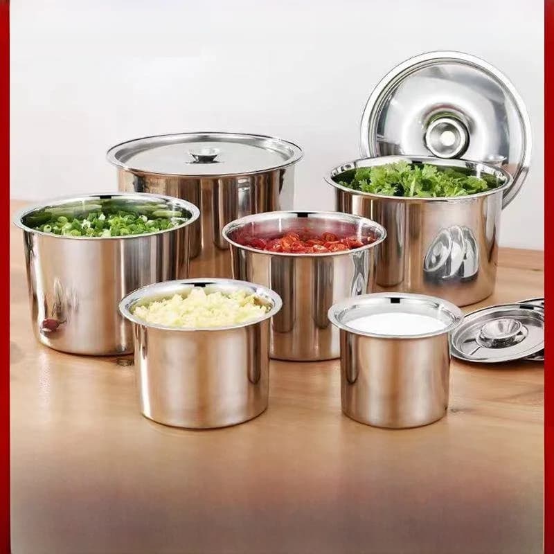 Ciotola in Acciaio Inox 304 Rinforzato per Alimenti, Contenitore per Olio e Condimenti da Cucina, Ciotola in Acciaio per Uso Domestico con Coperchio