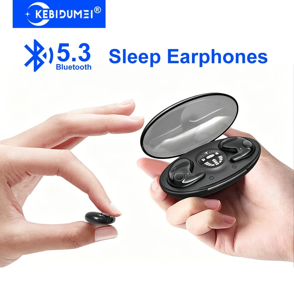 KEBIDUMEI Cuffie per dormire Bluetooth 5.3 Mini auricolari invisibili per chi dorme sul fianco Auricolari stereo wireless impermeabili TWS
