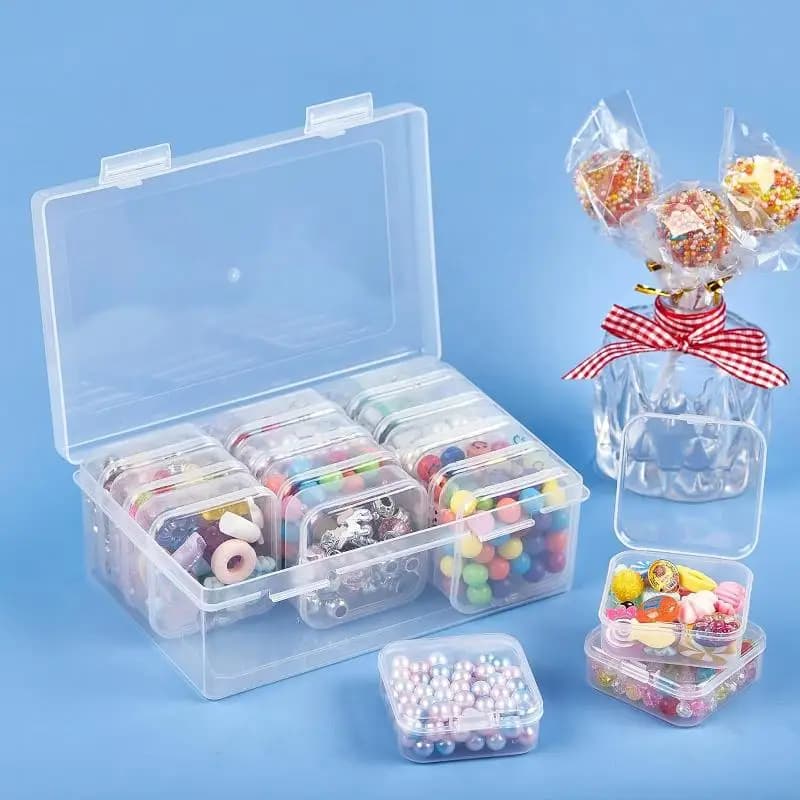 1 Set Transparent Plastic Stackable Storage Organizer Box 12/14/15/30 Grid Jewelry Bead Craft Container With Dividers