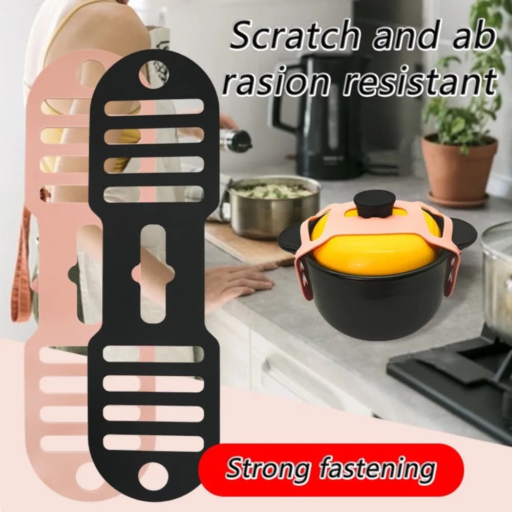 New silicone pan cover fastening strap, reusable, heat resistant, cover closure strap, table tool with anti-slip elastic band