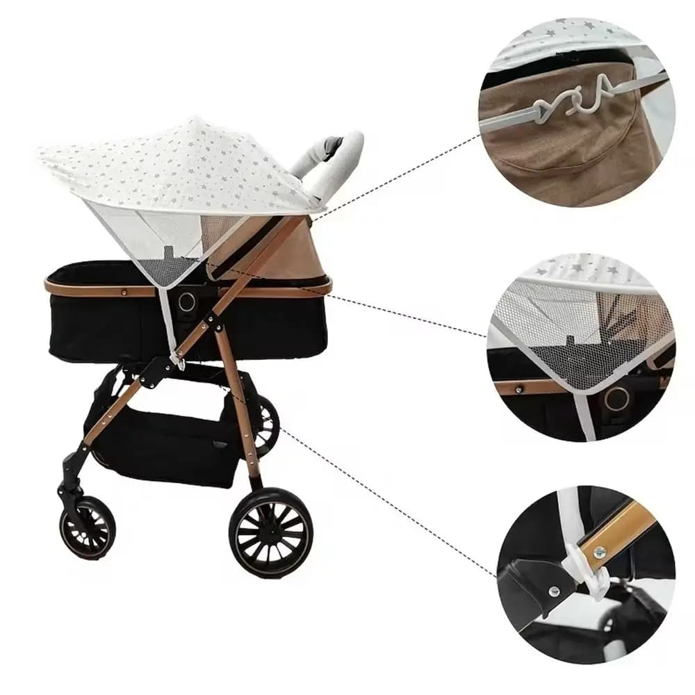 Parasole Estensibile per Passeggino, Regolabile, Protezione Solare, Copertura in Tessuto Elasticizzato, Leggero, Resistente ai Raggi UV