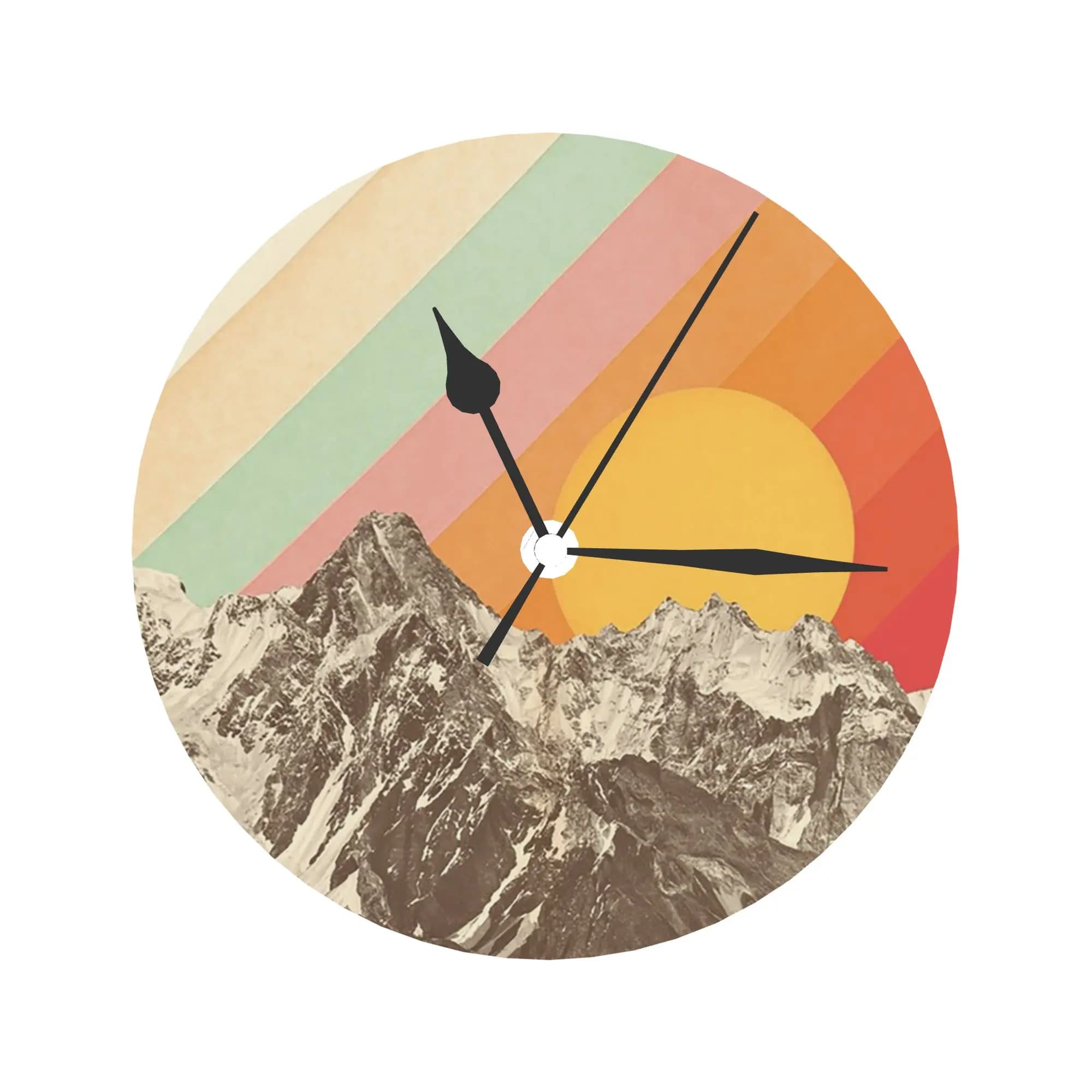 Wall clock Mountainscape Decorating room Silent round watch for bedroom Living room Kitchen Home