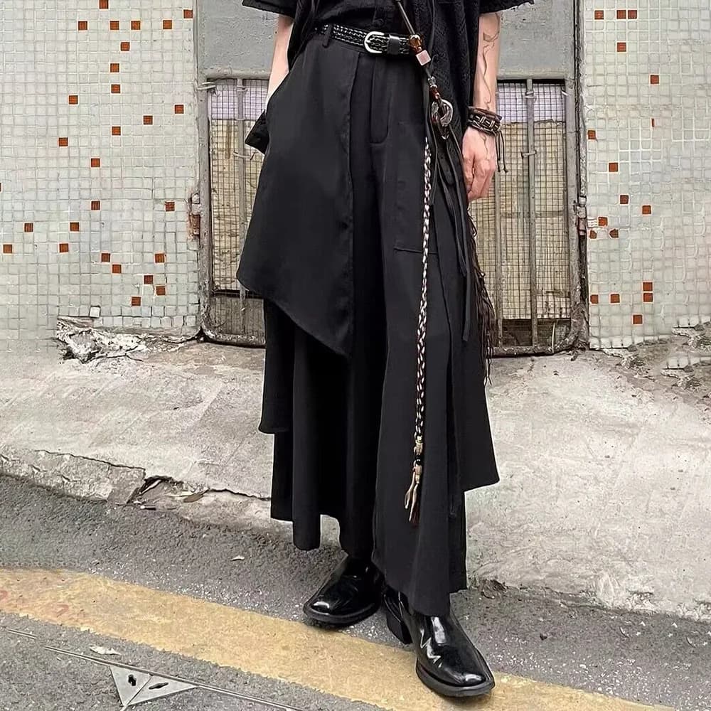 Y2k stile scuro gotico gonna irregolare pantaloni senza genere streetwear moda samurai giapponese pantaloni Hakama abbigliamento da uomo 2025 nuovo