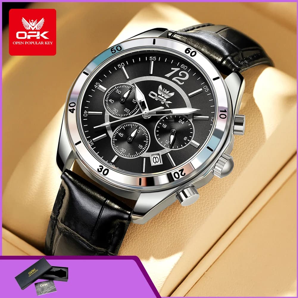 OPK 6066 Business Men's Quartz Watch Date Calendar Waterproof Luminous Origianl Man Watch Classic Male Wristwatch