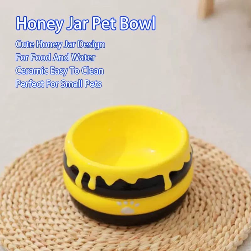 Ciotola per animali domestici Honey Jar, graziosa ciotola in ceramica per cibo e acqua per cani e gatti, design dolce, per animali domestici di piccola e media taglia