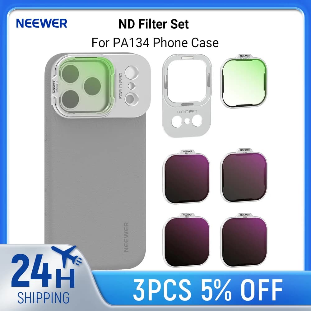 Set di filtri ND NEEWER solo per custodia PA134 per iPhone 17 Pro Max, densità neutra ND8/16/32/64 + filtro diffusore nero 1/4
