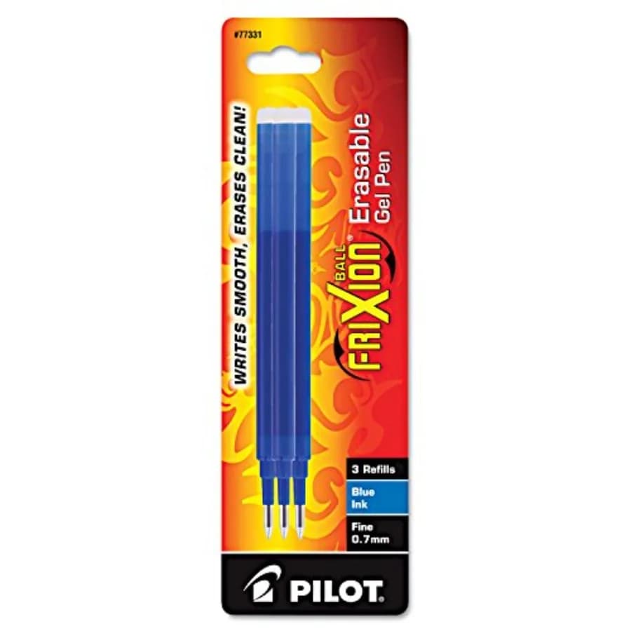 , FriXion Ball Gel Ink Refills for Erasable Pens, Fine Point 0.7 mm, Pack of 3, Blue