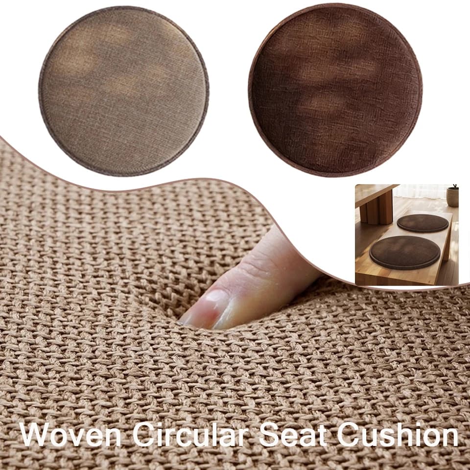 Japanese Style Cushion Living Room Balcony Meditation Mat Circular Imitation Linen Woven Solid Color Mat 50cm Thick Sponge Mat