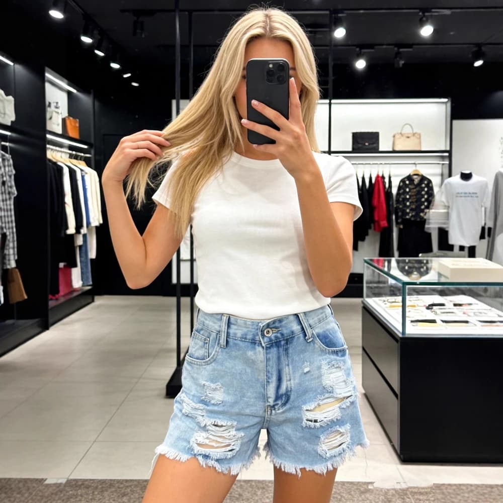 Womens Denim Jeans Shorts Fashion Y2K Ripped Hole Pockets High Waisted Vintage Denim Shorts Pants Jeans Trend Streetwears