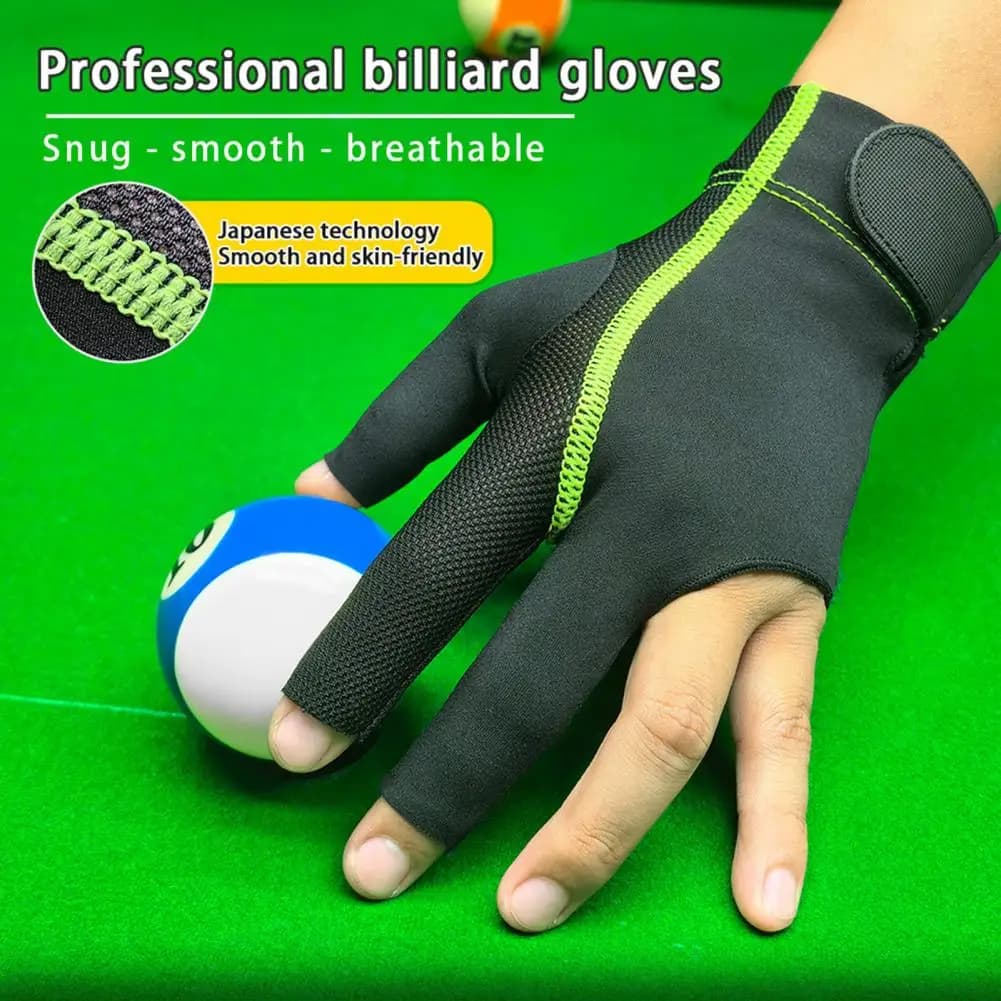 Guanto da biliardo a 3 dita per mano sinistra, accessorio per snooker e biliardo, per uomo e donna