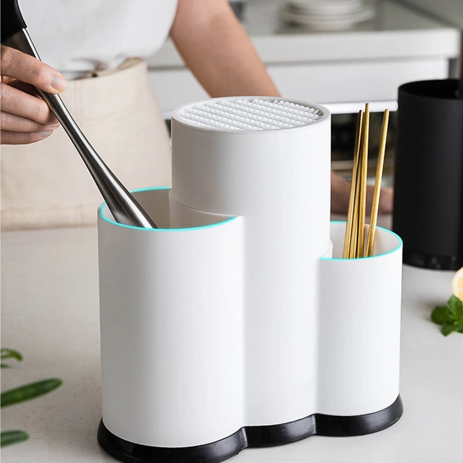 Nuovo Porta Utensili da Cucina, Porta Coltelli Multifunzionale, Organizzatore per Stoviglie