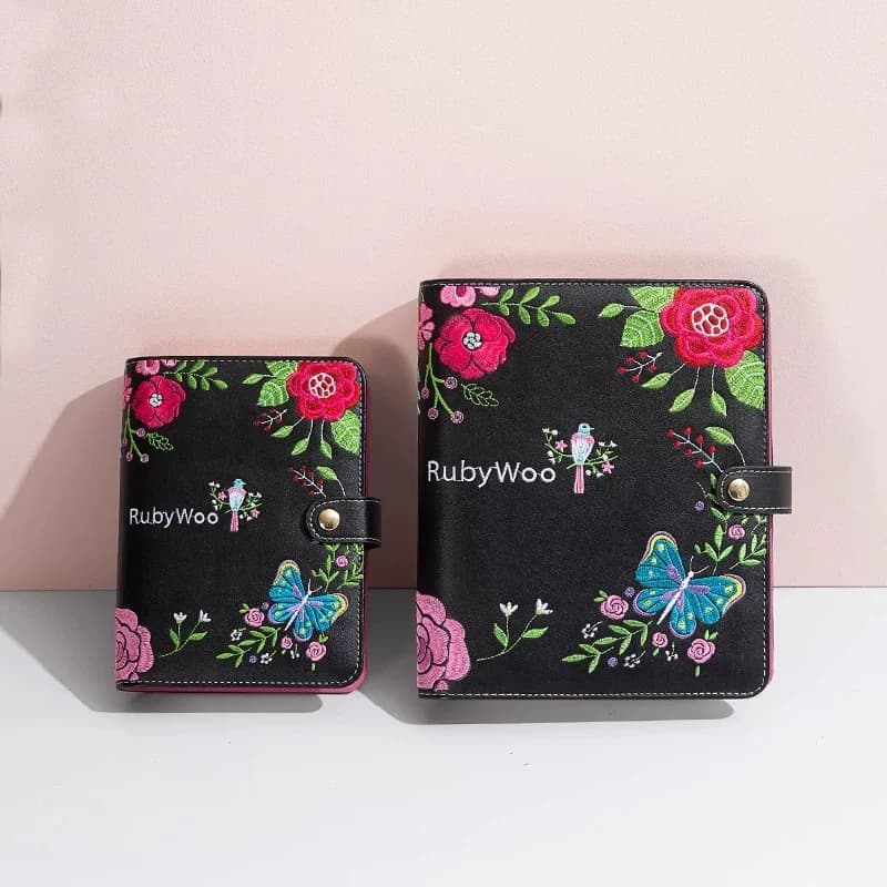 Farfalla ricamata a6 A5 Pelle PU Raccoglitore fai-da-te Copertina per notebook Diario Agenda Planner Copertina in carta Cancelleria scolastica