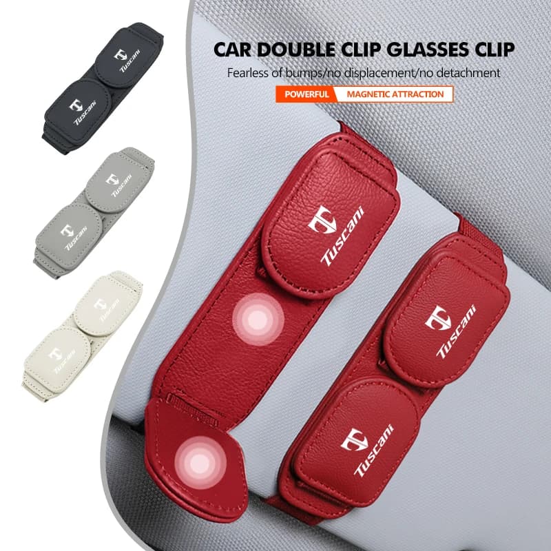 For Hyundai Car Eyeglasses Organizer Clip Leather Card Ticket Clamp Tuscani Coupe Tiburon 2004 2005 2006 2007 2008 2009
