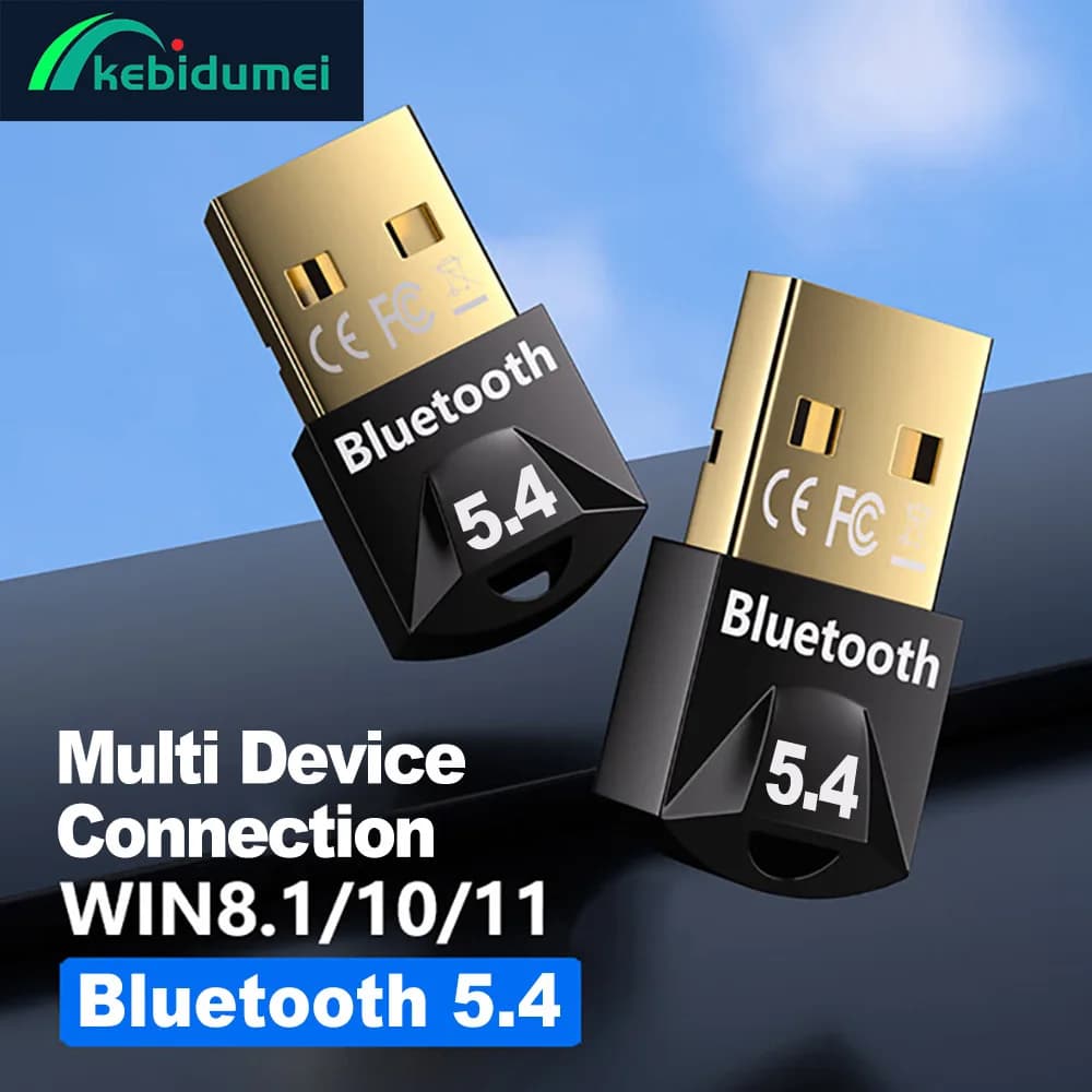 Kebidumei Adapter Bluetooth USB BT 5.4 Adapter dongle for PC Speaker Mouse Keyboard Audio Music Receiver Free Driver Transmitter
