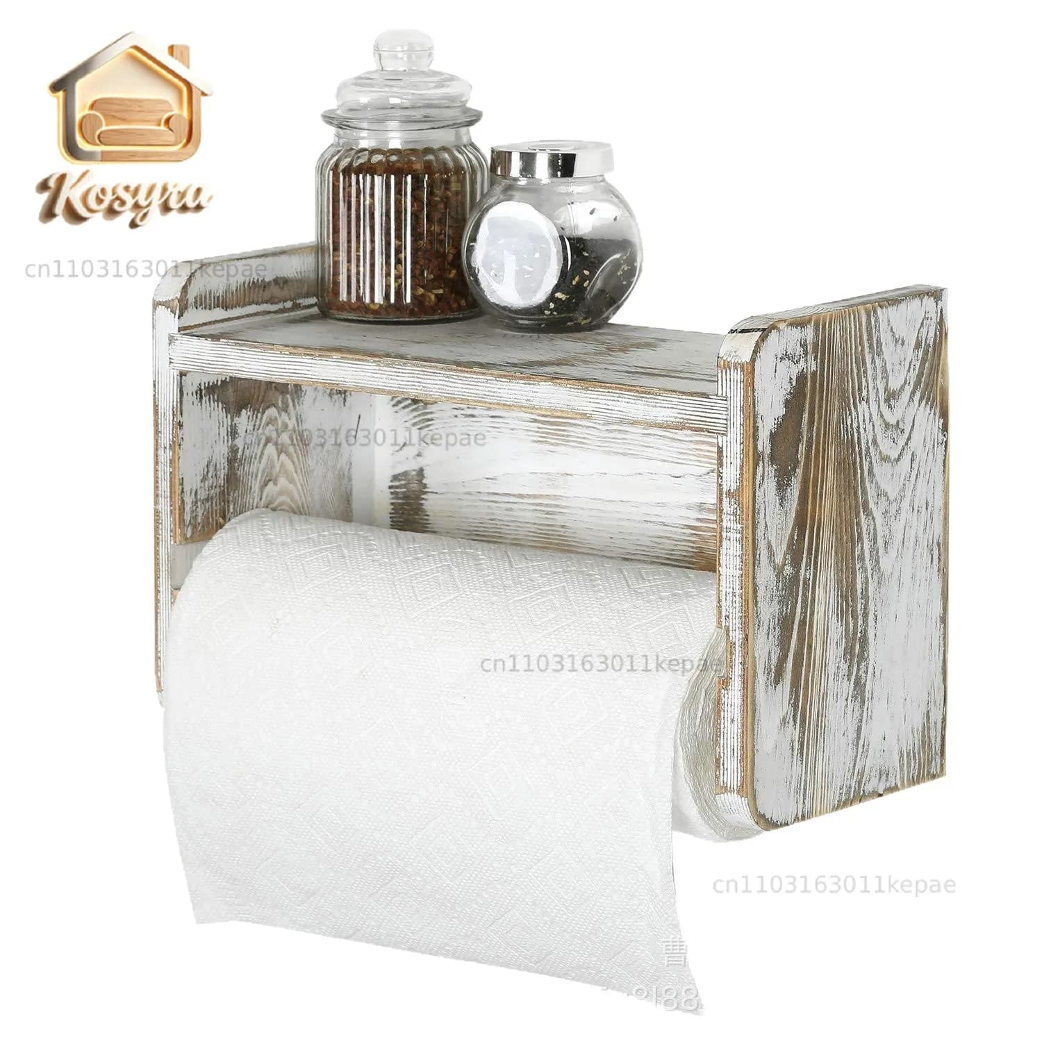 Cross-border wall tissue holder Wooden wall-mounted kitchen paper storage rack Toilet toilet paper hanger Creative storage