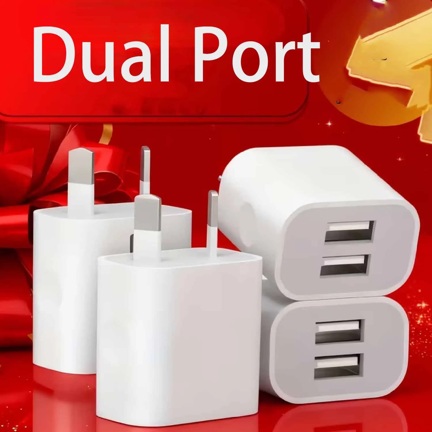 Dual USB Wall Charger, 10W 2A Fast Charging Power Adapter with Australian Plug, 2-Port USB AU Plug 5V/2.1A Charger For Phone