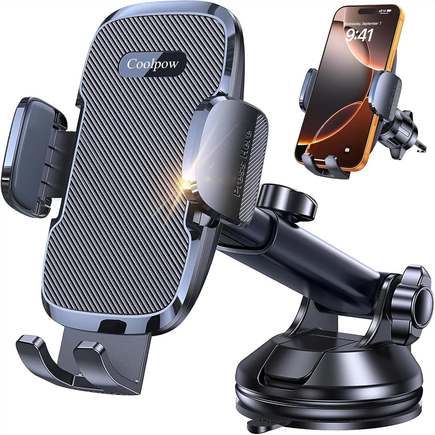Supporto per telefono da auto con ventosa super potente, universale a 360° ° Supporto per telefono da cruscotto per auto, Jeep, camion, supporti per cellulari per