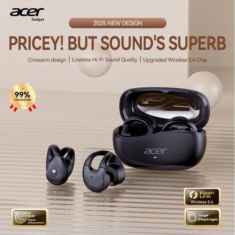 Auricolari Bluetooth Wireless Acer Ohr555 con Design a Clip, Riduzione del Rumore Hi-Fi ad Alta Definizione, Comodi da Indossare