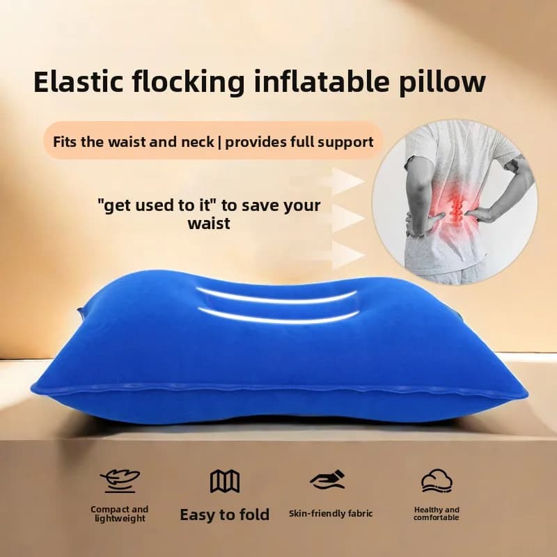 Cuscino Gonfiabile in PVC per Ufficio con Rivestimento in Velluto, Portatile e Pieghevole, per Viaggi e Uso Esterno, Impermeabile e Facile da Riporre