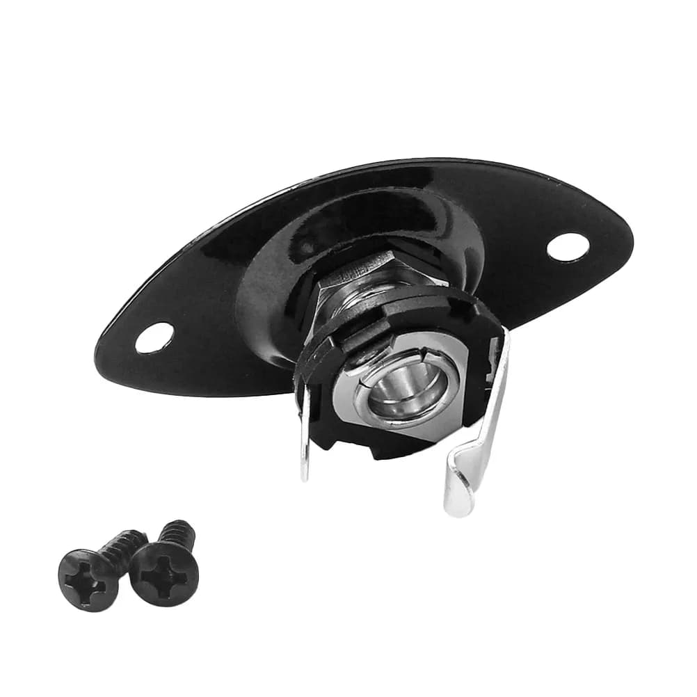 Jack per pickup per chitarra elettrica e basso, nero, ovale incavato, 635 mm, con viti di montaggio