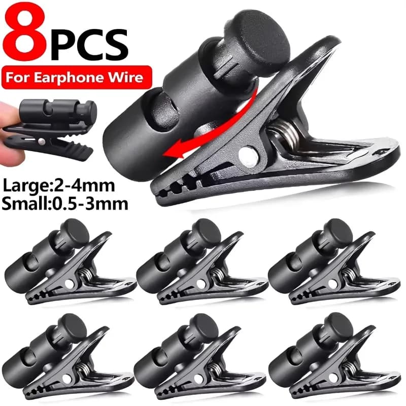 1-8PCS Headset Clamp Earphone Cable Winder Clip Rotatable Headphone Line Clip Collar Detachable Cuff Clamp Hook Earphone Clamps