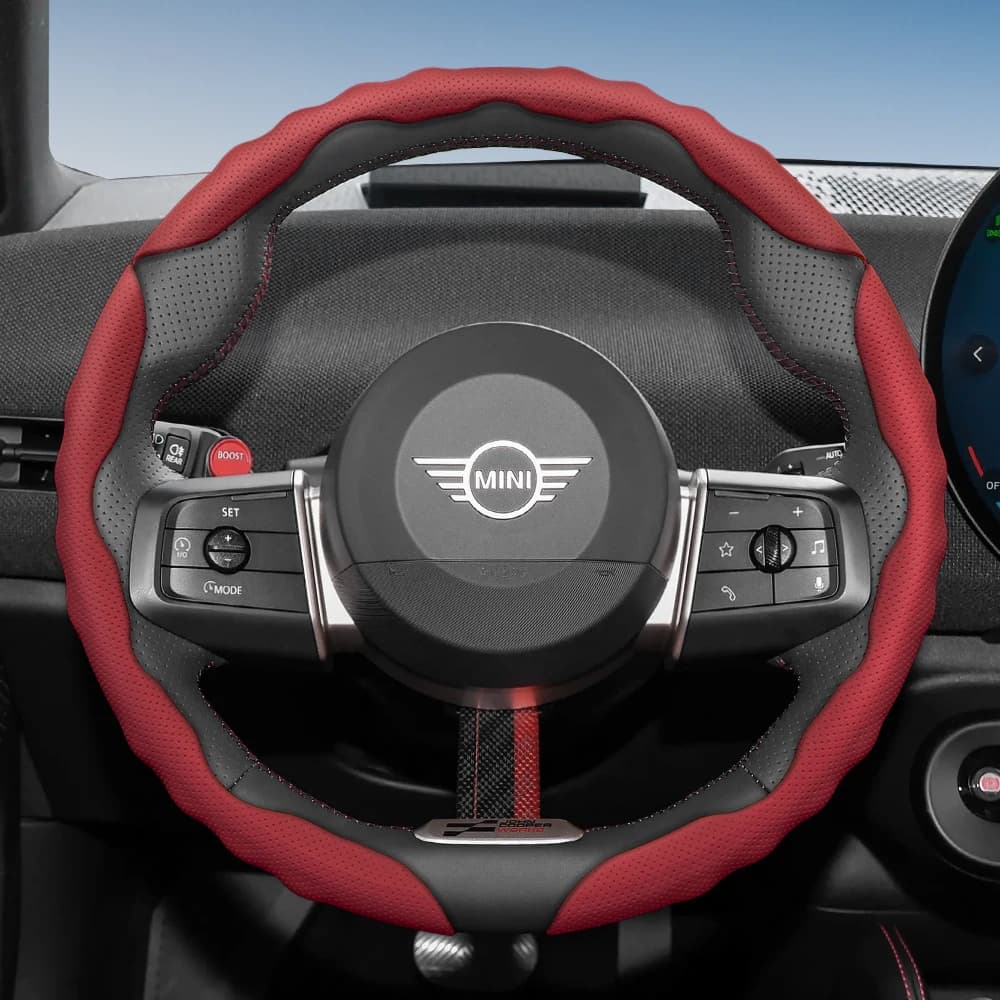 Coprivolante per Mini, design sportivo a forma d'onda, pelle traspirante, segmentato, antiscivolo, custodia protettiva assorbente del sudore, adatta per Cooper R56 F56 R50 Countryman Clubman Convertible Electric Paceman