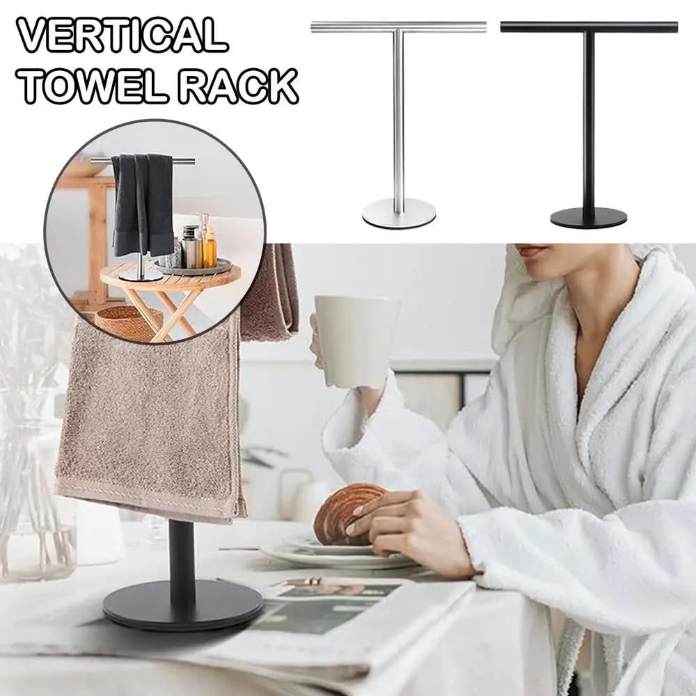 Portasciugamani verticale in acciaio inossidabile Portasciugamani resistente alla ruggine a forma di T mobile con base pesante Portaoggetti da cucina per bagno