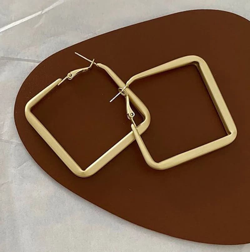 New Gold Plated S925 Silver Needle Fashionable Matte Gold Square Earrings For Women Trendy Temperament Jewelry Gifts