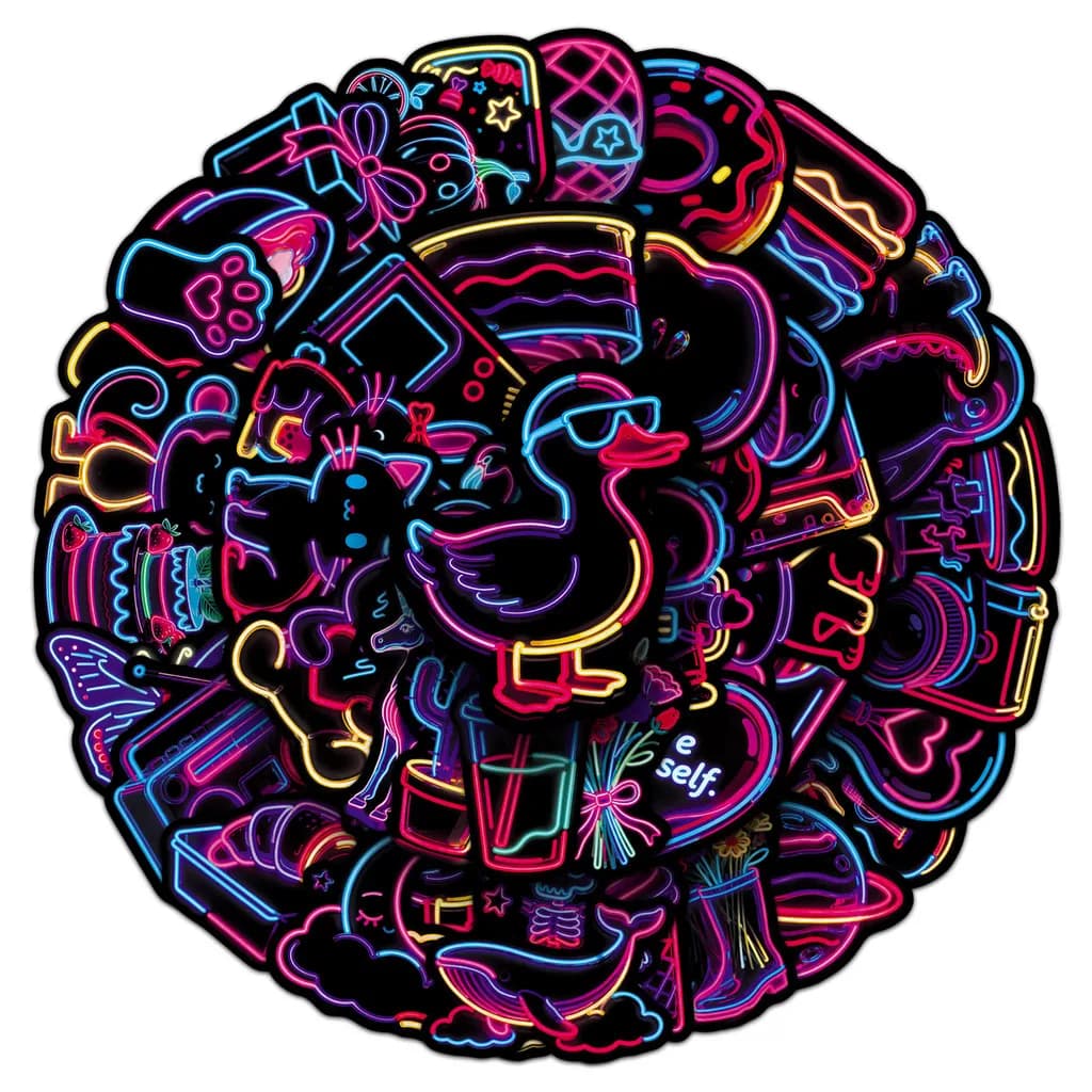 50 adesivi simpatici cartoni animati al neon in stile INS - decalcomanie fresche e uniche per tazza d'acqua da tavolo decorazione fai da te LanLanStickersWorld Store