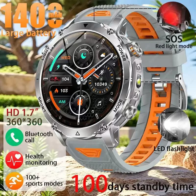 Nuovo Smartwatch Sportivo Militare Robusto per Esterni 2026, con Batteria Grande da 1400mAh e Lunga Autonomia, Progettato per Esplorazione e Monitoraggio Fitness