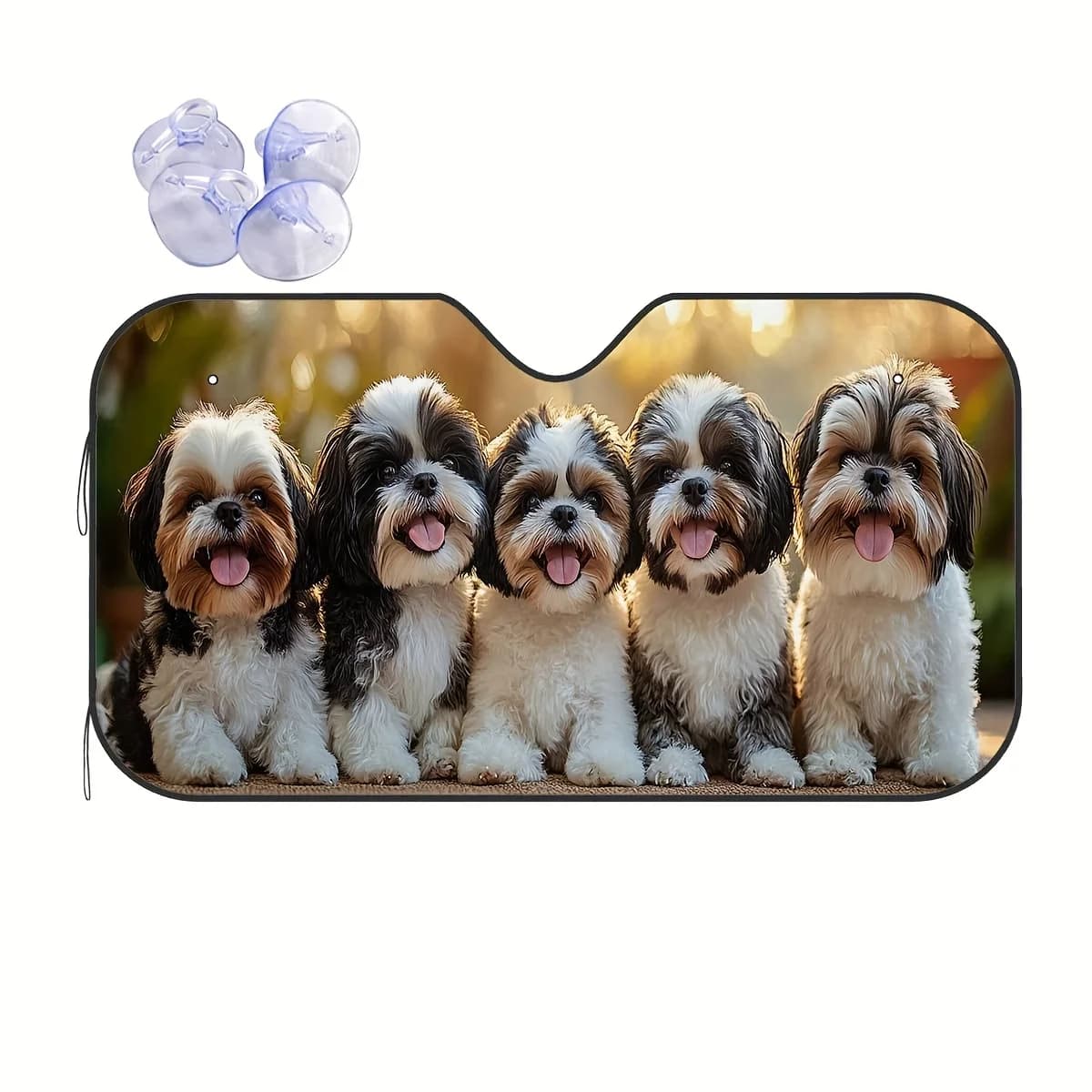 1pc Adorabile parasole per auto Shih Tzu Puppy Dog - 5 simpatici parasole per animali domestici, adatta alla protezione termica di facile installazione per auto, K