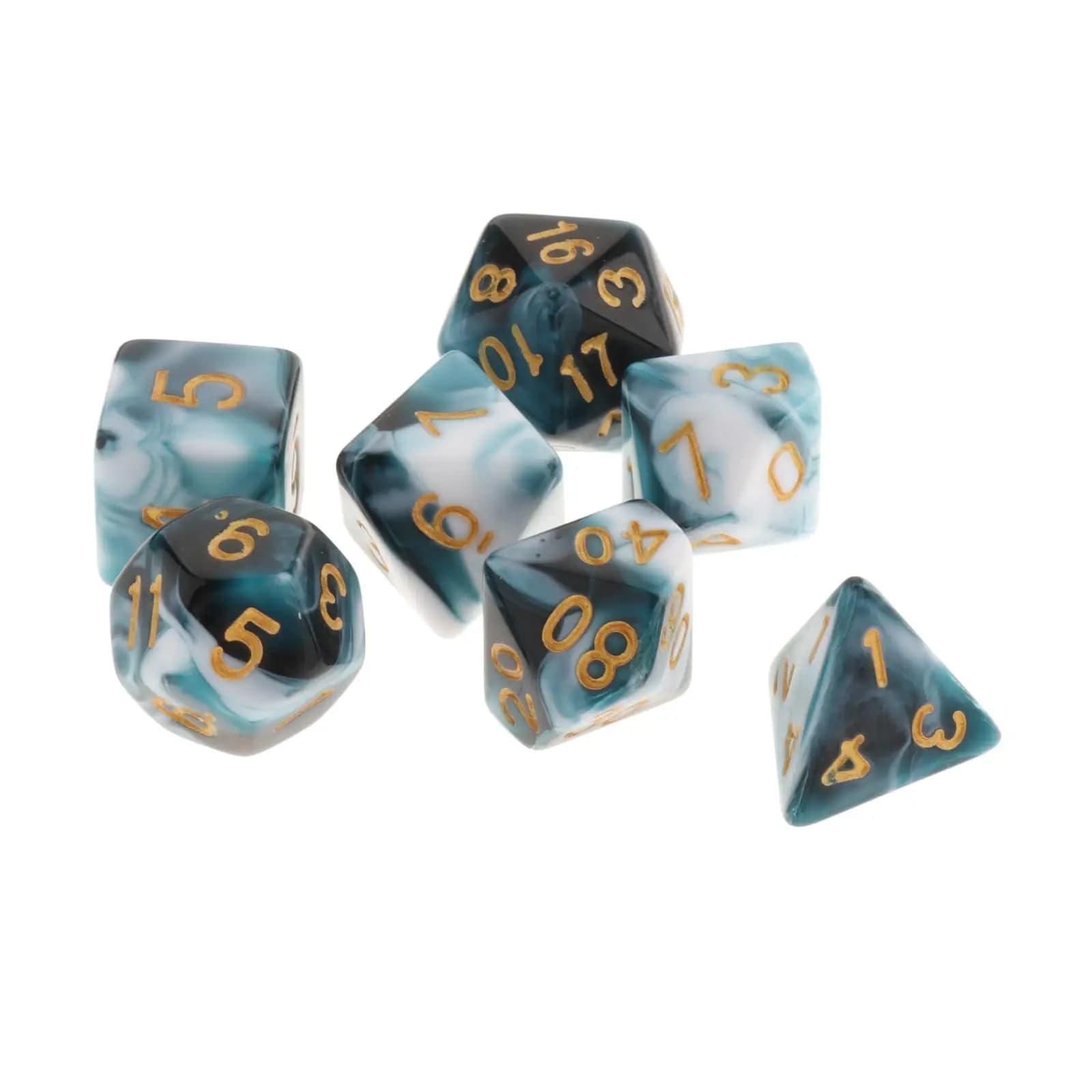 Set di Dadi Poliedrici in Acrilico 7 Pezzi Multicolore, Accessori per Giochi da Tavolo e Giochi di Ruolo