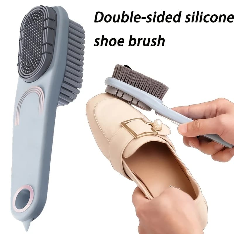 Spazzola per scarpe bifacciale per la pulizia domestica, setole fini e morbide. Adatto per scarpe in pelle, decontaminazione profonda