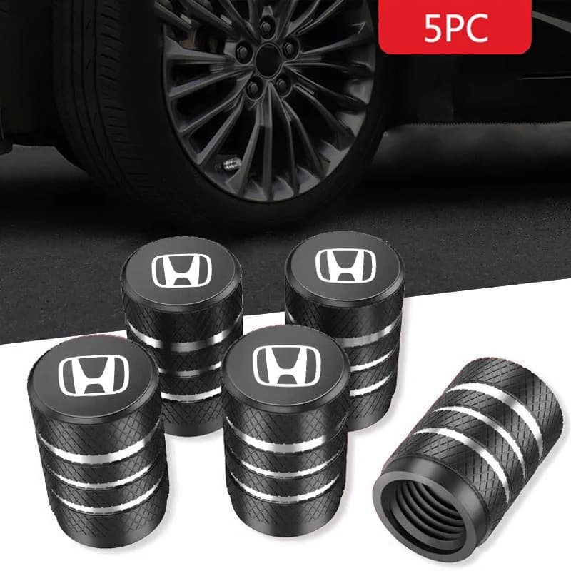 5PCS Car Wheel Tire Valve Caps Tyre Stem Covers Airdust Waterproof For Honda Civic Accord Fit City Vezel CRV Odyssey Pilot Jazz