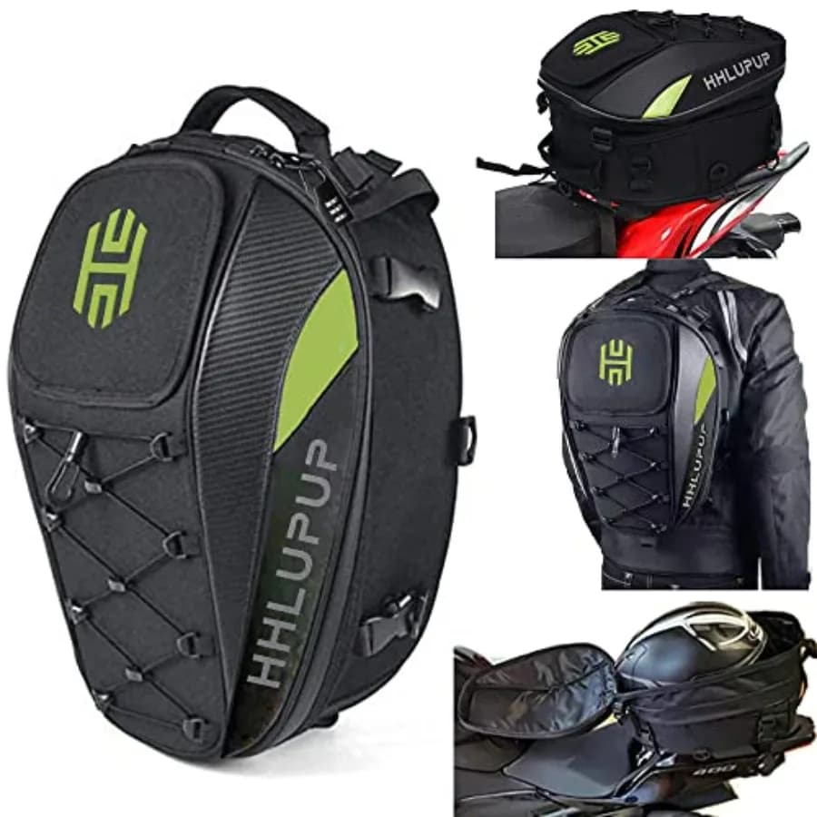 Borsa da Sella per Moto con Serratura a Combinazione 25L-38L, Zaino Convertibile per Casco, Borse Impermeabili per Moto da Fuoristrada e Viaggi su Strada