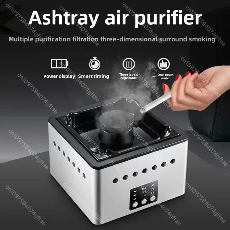 Posacenere e purificatore d'aria 2 in 1 - Eliminatore di fumo/polvere con filtro HEPA, rimozione PM2.5 per uso portatile domestico/ufficio