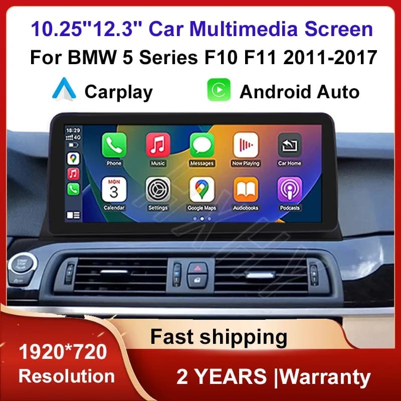 Display touchscreen multimediale per auto con Android Auto Wireless e CarPlay per BMW Serie 5 520i F10 F11 CIC/NBT 2013-2017