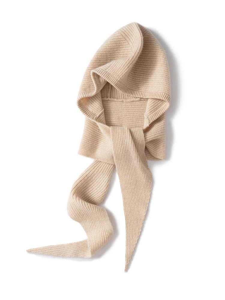 TLOML Cappello da donna in cashmere 100% Sciarpa Cappello in cashmere integrato Autunno Inverno Morbido caldo Maglieria in cashmere Sciarpa di lusso Cappello