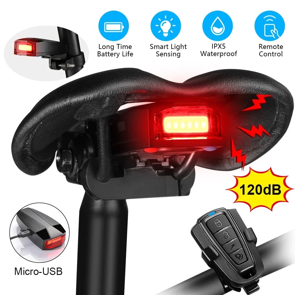 New Anti-theft Alarm for Bicycle Backlight Intelligent Brake Detection Wireless Waterproof Remote Control USB Clacson Charging For Bicycle Back Light