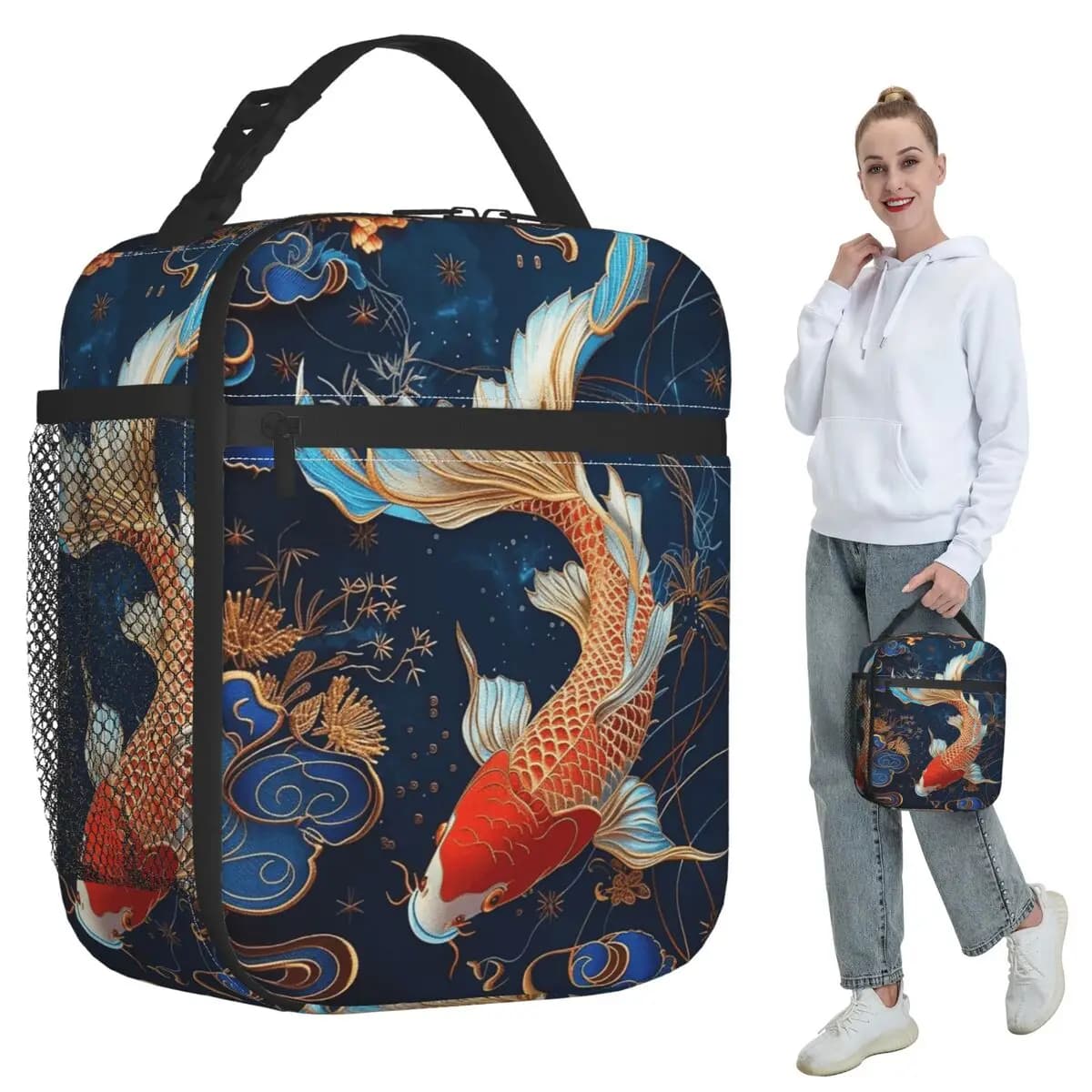 Koi Fish Shaped Lunch Thermal Bag for Women, Office Thermal Bag, Food Thermal Container, Pond Lunch Container