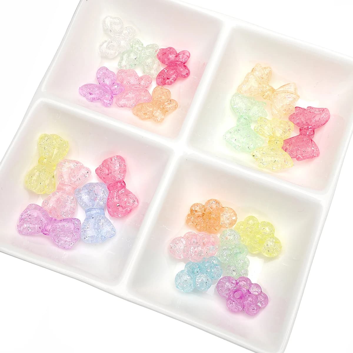 Fashion Acrylic Broken Flower Beads Bow Little Bear for Women Earring Bracelet Necklace DIY Craft Making Accessory